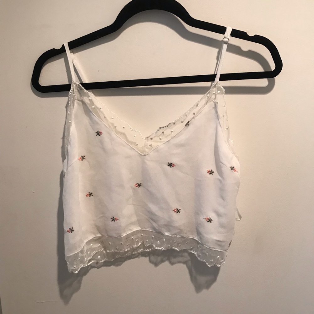 SALE White Floral Crop Top
